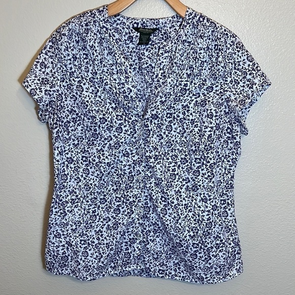 Eddie Bauer Purple Floral Button Down Shirt - Picture 1 of 10